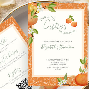 Doppelseitige Little Cutie Zwillinge Baby Shower  Einladung