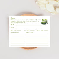 Doppelseitige Matcha Green Tea Themed Rezeptkarte