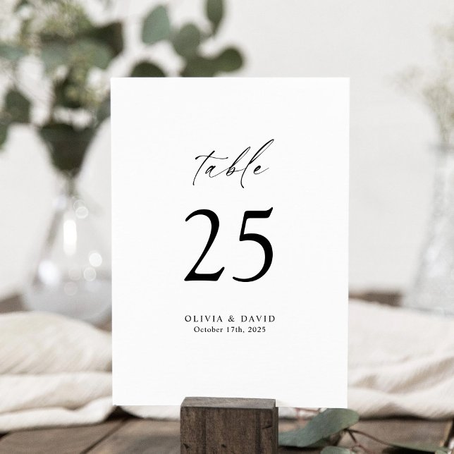 Doppelseitige minimalistische moderne Tischnummer (Elegant Minimalist Table Number Card)