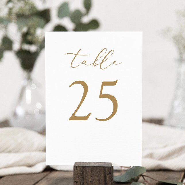 Doppelseitige minimalistische moderne Tischnummer (Gold Color Table Number Card)
