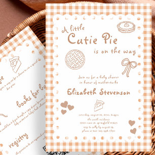 Doppelseitige orange karierte Cutie Pie Baby-Party Einladung
