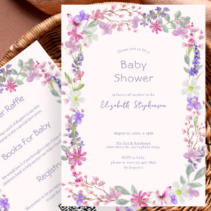 Doppelseitige rosa Blumen Baby Shower Einladung