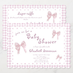 Doppelseitige rosa Gingham-Baby-Einladung Einladung