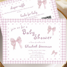 Doppelseitige rosa Gingham-Baby-Shower-Einladung