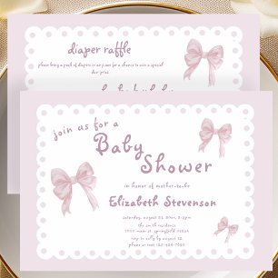 Doppelseitige rosa Schleifen-Baby-Shower-Einladung Einladung