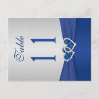 Doppelseitige Royal Blue and Silver Tischnummer