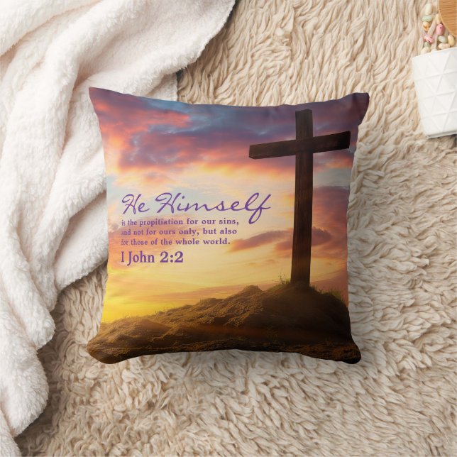 Doppelseitige Silhouette Cross Bible Verse Kissen (Decke)