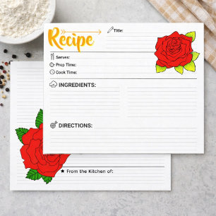 Doppelseitige süße Blumen-Blumen-Rezeptkarte