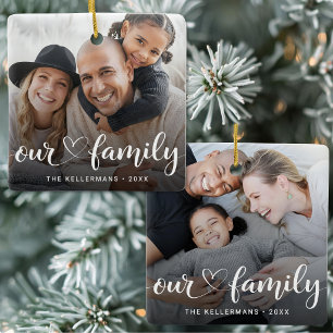 Doppelseitige Unsere Familie 2 Foto Weihnachten Keramikornament