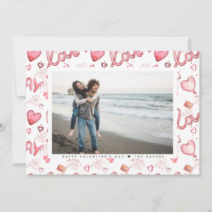 Doppelseitige Valentinstag-Fotokarte   Rote Liebe Feiertagskarte