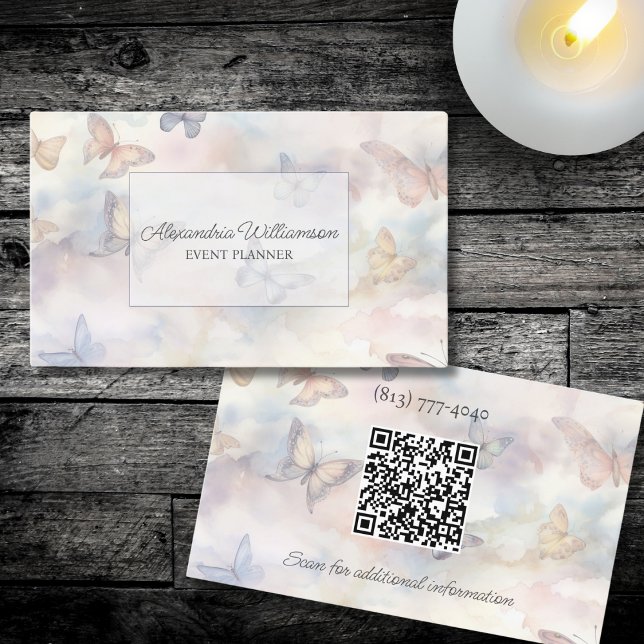 Doppelseitige Wasserfarbenschmetterlinge mit QR-Co Visitenkarte (Von Creator hochgeladen)