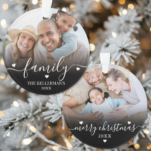 Doppelseitige Zwei-Foto-Familien-Weihnachten Ornament