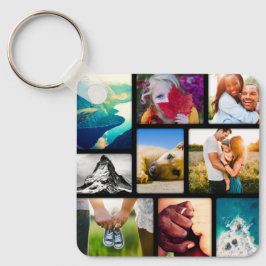 Doppelseitiger 18 Foto Collage Black Metal Schlüss Schlüsselanhänger