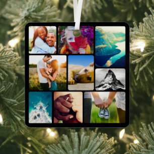 Doppelseitiger 18-Fotos abgerundeter Metallschmuck Ornament Aus Metall