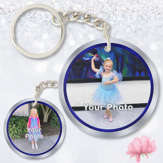 Doppelseitiger 2-Foto-Schlüsselanhänger, zwei Foto Schlüsselanhänger (2 sided photo keychain. Two sided personalized keychain. Inexpensive, Photo Gifts for Grandparents.)