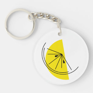 Doppelseitiger Citrus Lemon Monogramm-Kreis Schlüsselanhänger