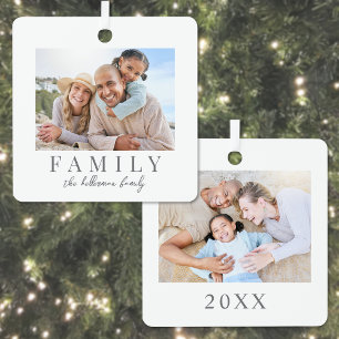 Doppelseitiger einfacher Familien-Weihnachtsbauman Ornament Aus Metall
