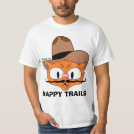 Doppelseitiger PAPPY TRAILS Cartoon Mustache Cat T-Shirt