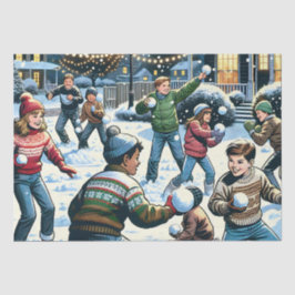 Doppelseitiger Schneeballkampf Weihnachten Seidenpapier