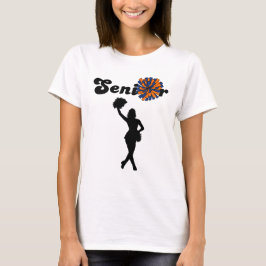 Doppelseitiger Senior Cheerleader Blau & Orange T-Shirt
