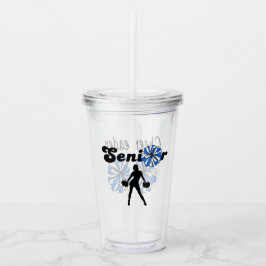 Doppelseitiger Senior Cheerleader Blau & Weiß Acryltrinkbecher