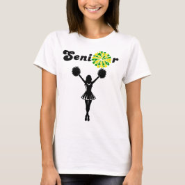 Doppelseitiger Senior Cheerleader Grün & Gelb T-Shirt