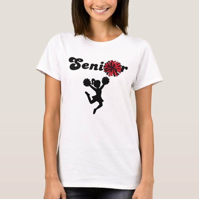 Doppelseitiger Senior Cheerleader Rot & Schwarz T-Shirt (Vorderseite)