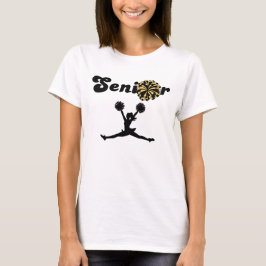 Doppelseitiger Senior Cheerleader Schwarz & Gold T-Shirt