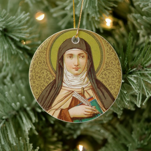 Doppelseitiger St. Teresa of Avila (SNV 27) Kreis Keramik Ornament (Baum)