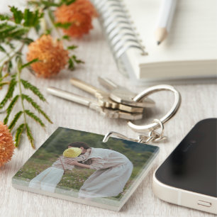 Doppelseitiges benutzerdefiniertes Familienfoto Schlüsselanhänger