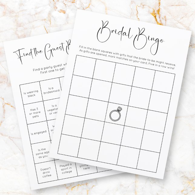 Doppelseitiges Brautparty Bingo Game (Von Creator hochgeladen)
