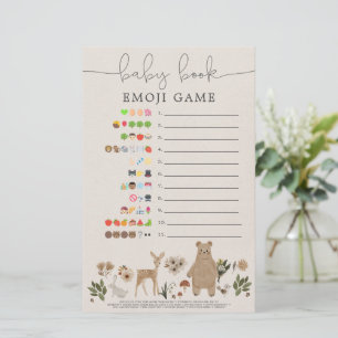 Doppelseitiges Emoji Baby Shower Game Boho Woodlan