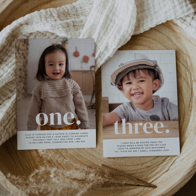 Doppelseitiges Foto Geburtstag - Junge Mädchen Einladung (Von Creator hochgeladen)