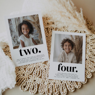 Doppelseitiges Foto Geburtstag - Junge Mädchen Einladung