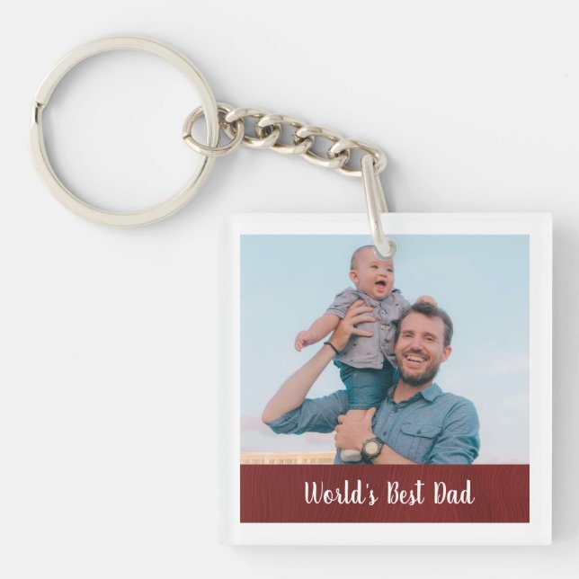 Doppelseitiges Foto Weltbester Papa Schlüsselanhänger (Vorderseite)