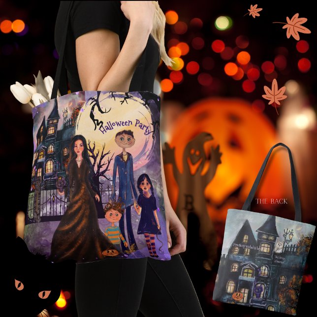 Doppelseitiges gotisches Spuk HausHalloween (Double-Sided Gothic Haunted House Halloween Tote Bag)