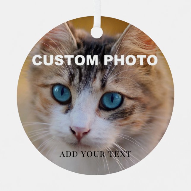 Doppelseitiges Hochladen des Fotos des Haustiers i Ornament Aus Metall (Vorderseite)