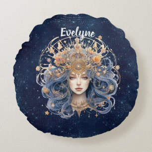 Doppelseitiges künstlerisches Vigro-Zeichen und in Rundes Kissen