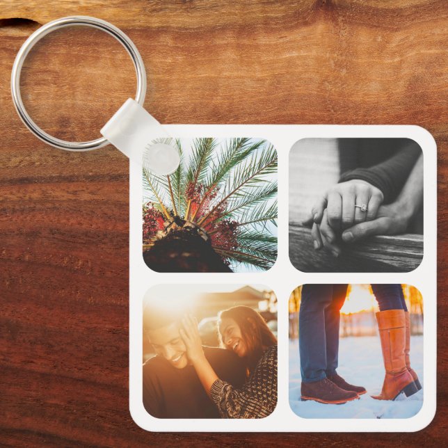 Doppelseitiges Metal 8 Fotos Square Schlüsselanhän Schlüsselanhänger (Vorderseite)