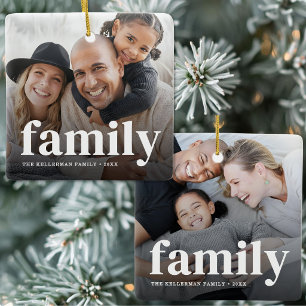 Doppelseitiges modernes Familienfoto mit zwei Foto Keramikornament