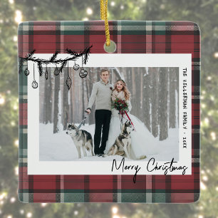 Doppelseitiges Paar-Foto Weihnachten Keramikornament