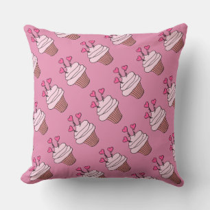 Doppelseitiges Pink-Weiß-Cupcake-Pattern-Pattern Kissen