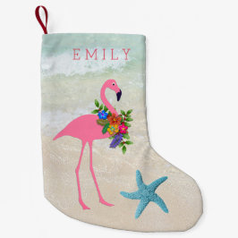 Doppelseitiges Rosa Flamingo Girls Kleiner Weihnachtsstrumpf