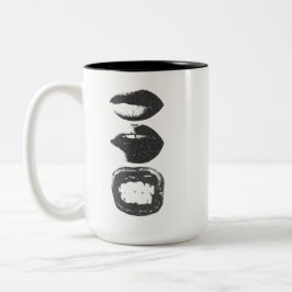Doppelseitiges Schwarz Lippen Lächeln | Minimalist Zweifarbige Tasse