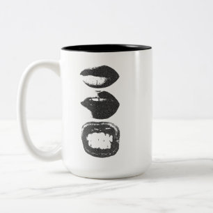 Doppelseitiges Schwarz Lippen Lächeln Minimalist Zweifarbige Tasse