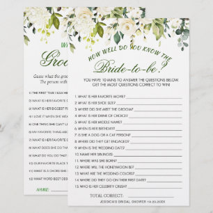 Doppelseitiges White Roses Floral Brautparty-Spiel