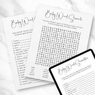 Doppelseitiges Word Search Scramble Baby Shower Ga Einladung