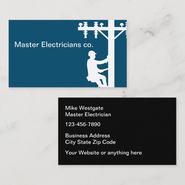 Doppelseitigkeit des Master Electrician Service Visitenkarte (Vorne/Hinten)