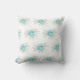 DOPPELSICHTHAMPTONS AQUA FLORAL CUSHION KISSEN