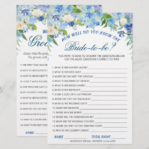 DOPPELSIDED Blue Hydrangea Brautparty Game